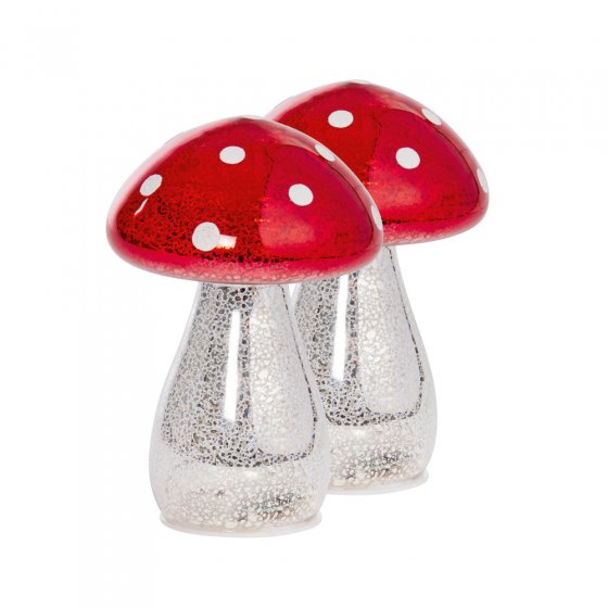 Lichtgevende glazen paddenstoelen - set van 2 